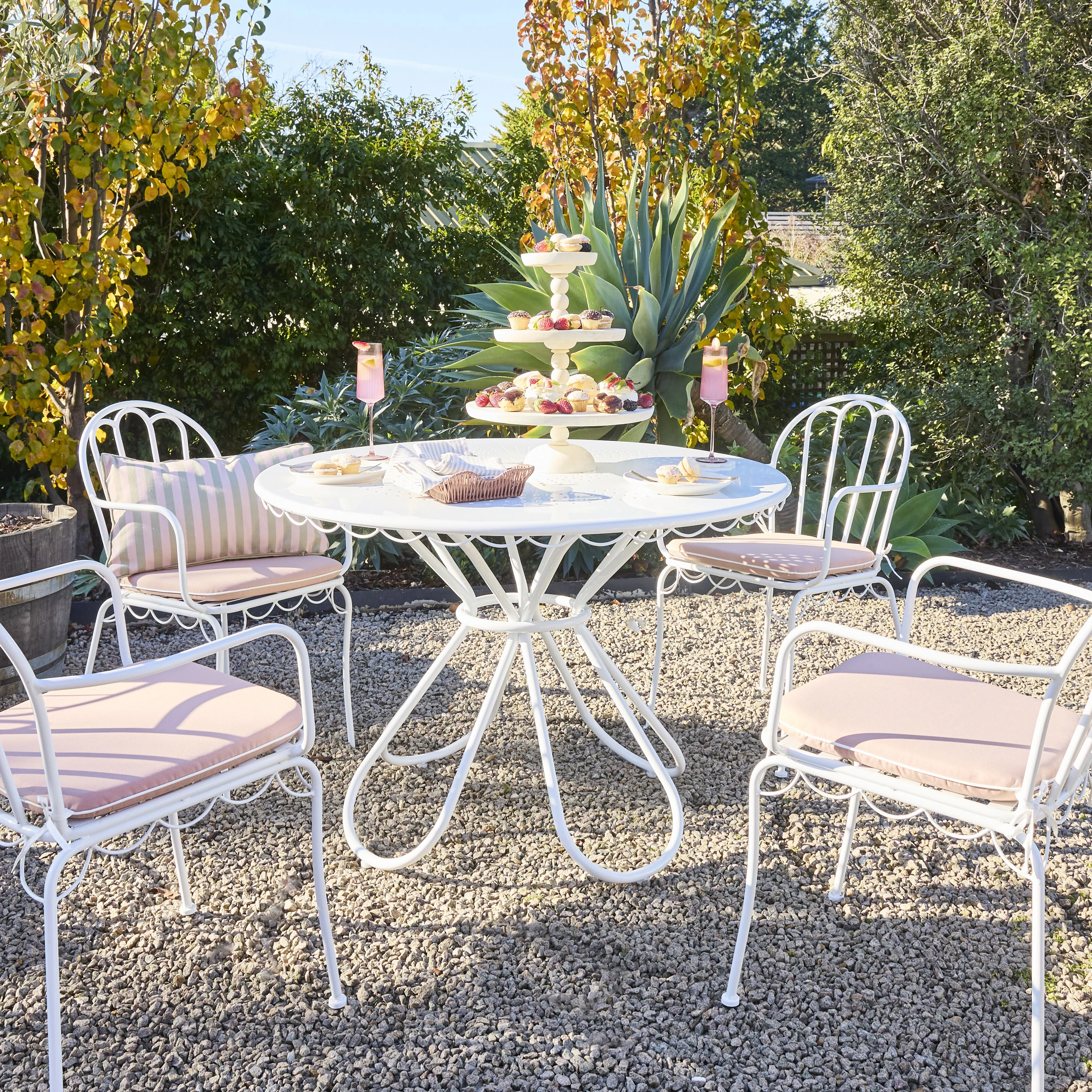 Bonnie Round Outdoor Dining Table 110cm White - Image 5