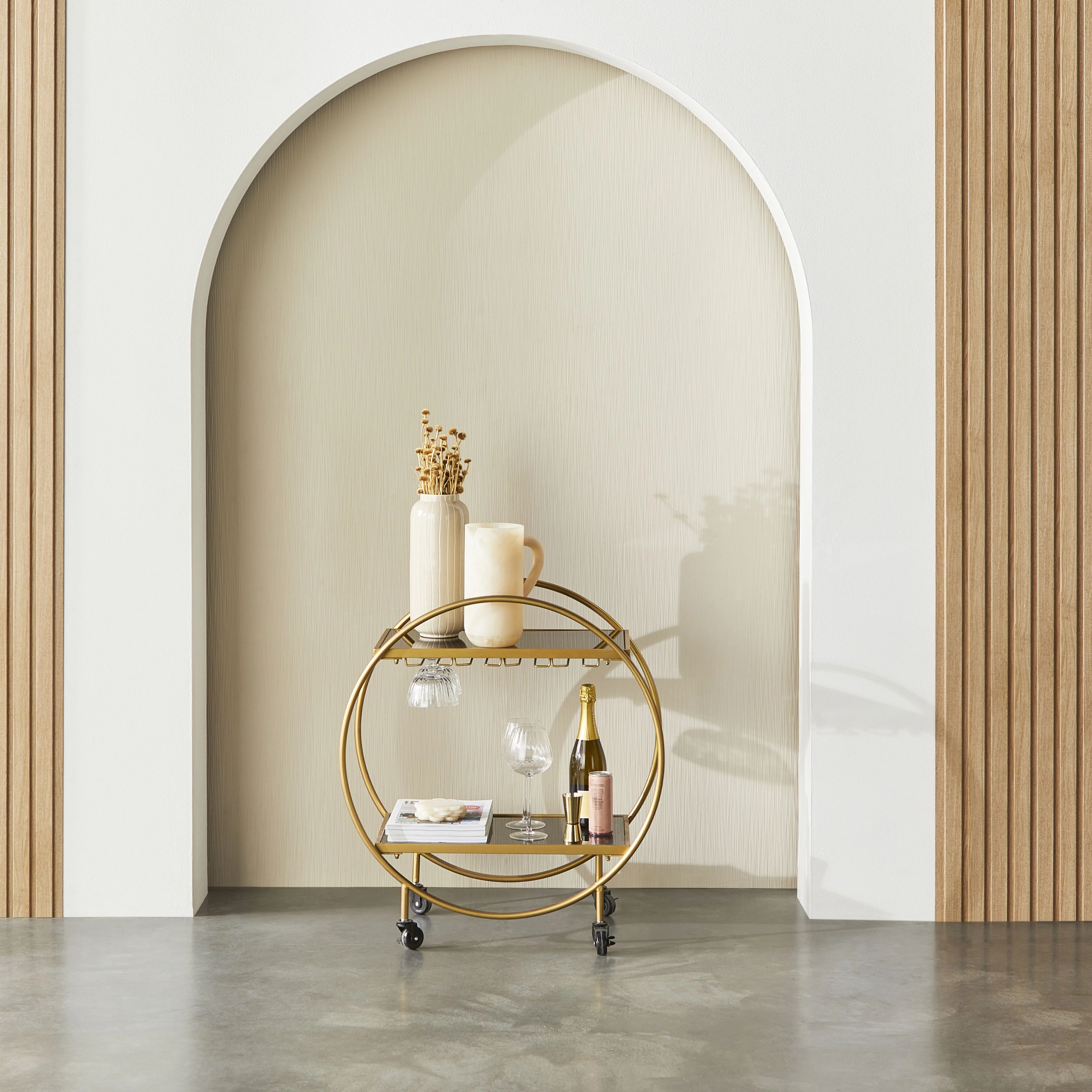 Dominique Drinks Trolley Gold 77x71x36cm - Image 10