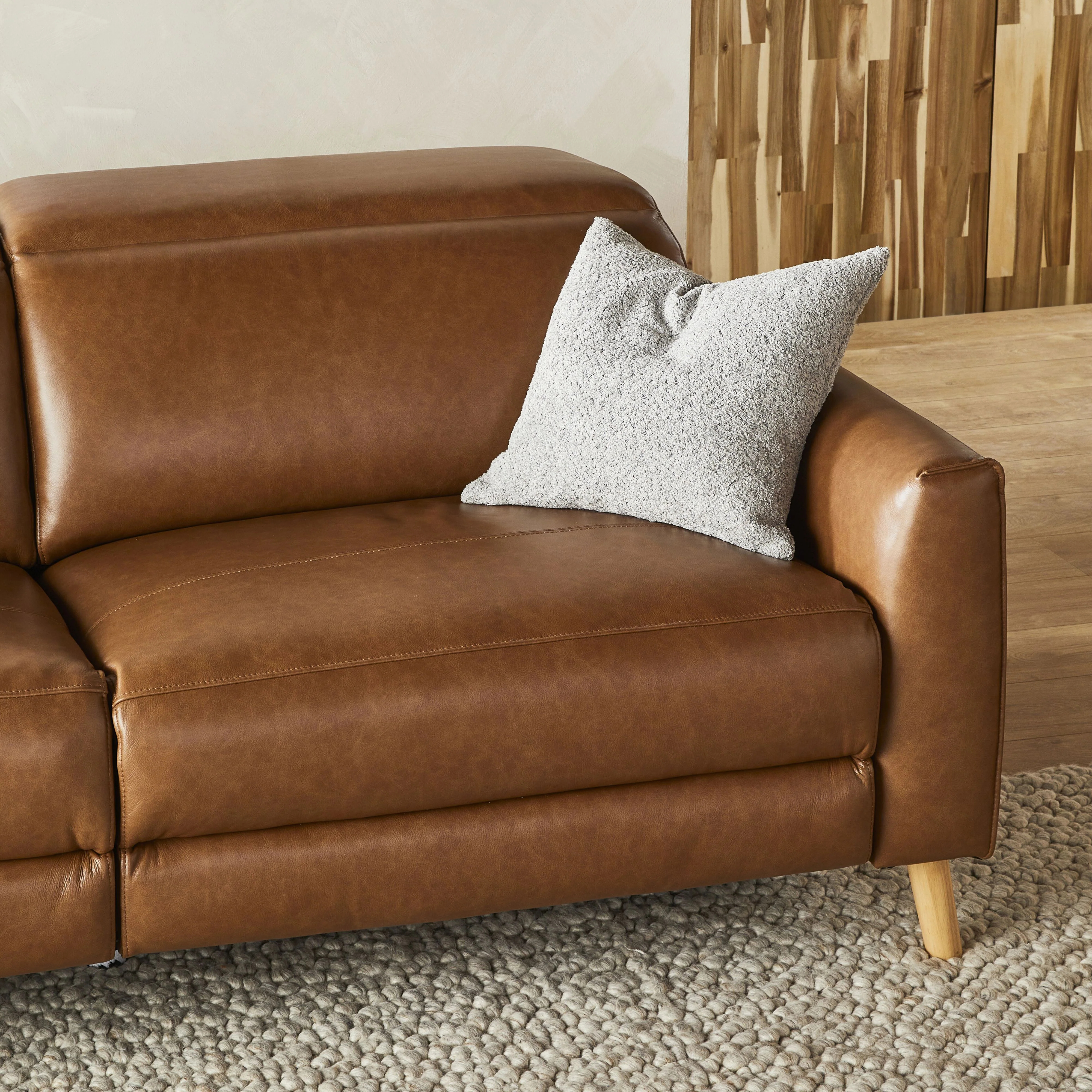 Dunaway 2 Seater Leather Recliner Sofa Dakota Vintage Saddle - Image 12