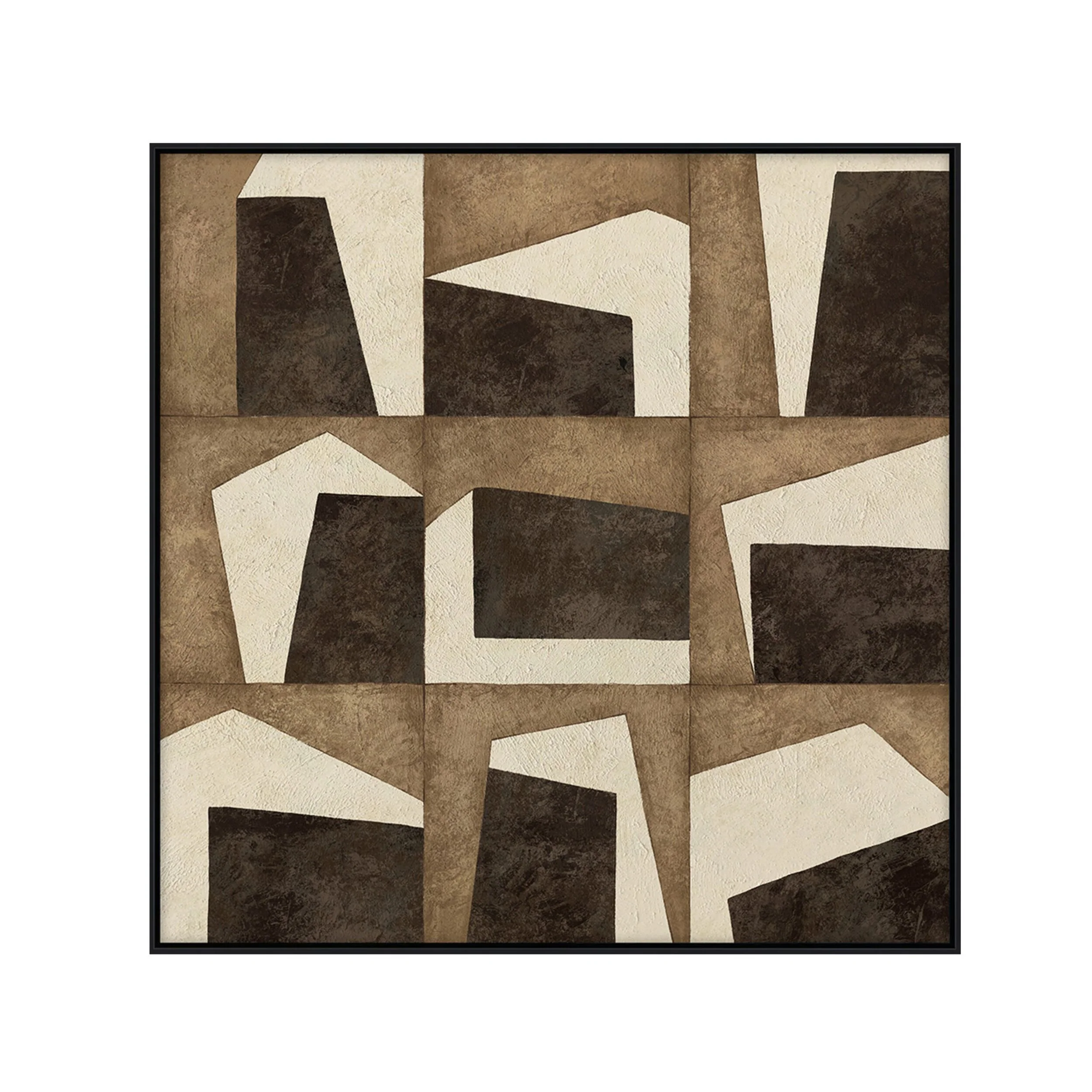 Fragmented Balance Framed Textured Print 100x100cm