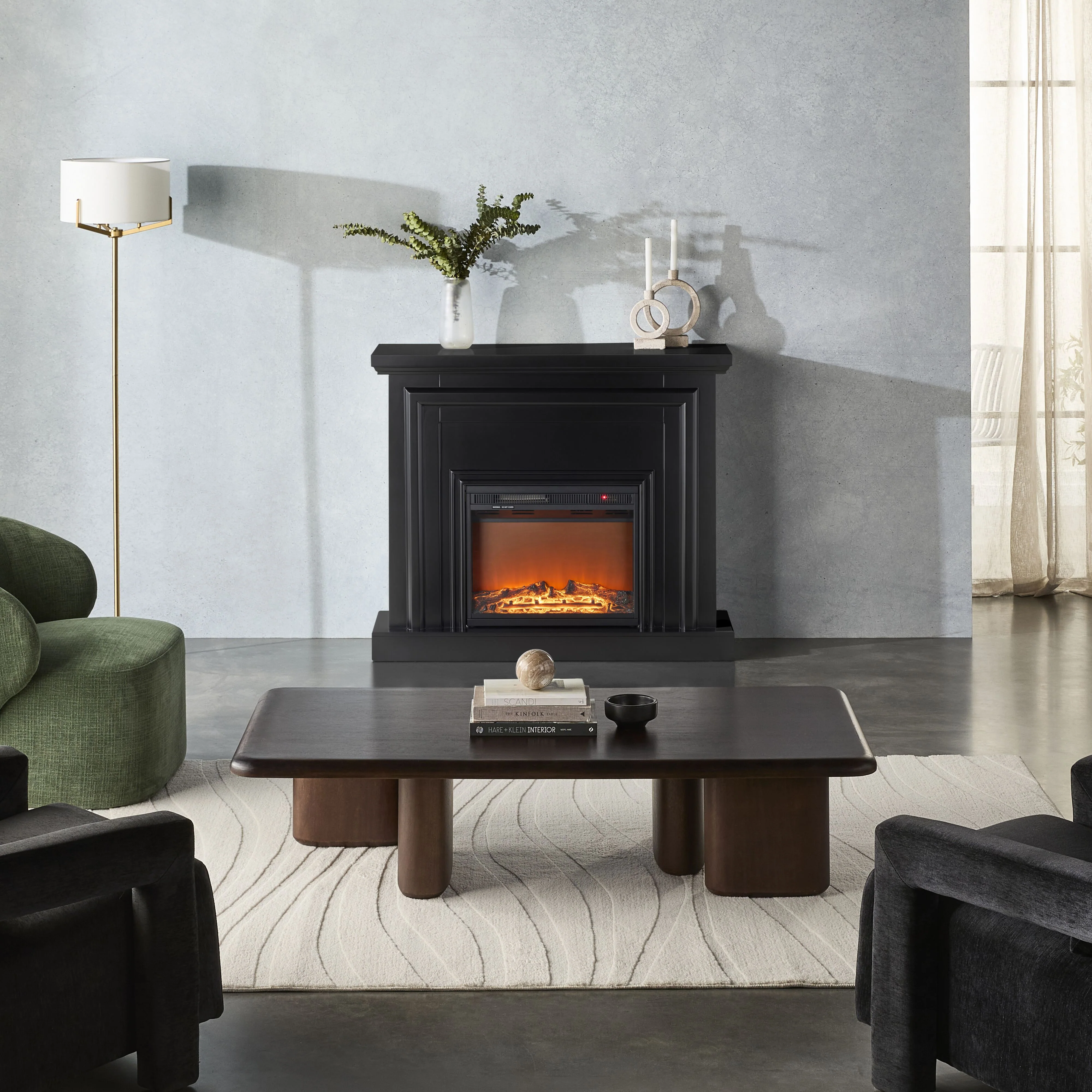 Islington Fireplace Black 120x33x101.5cm - Image 9