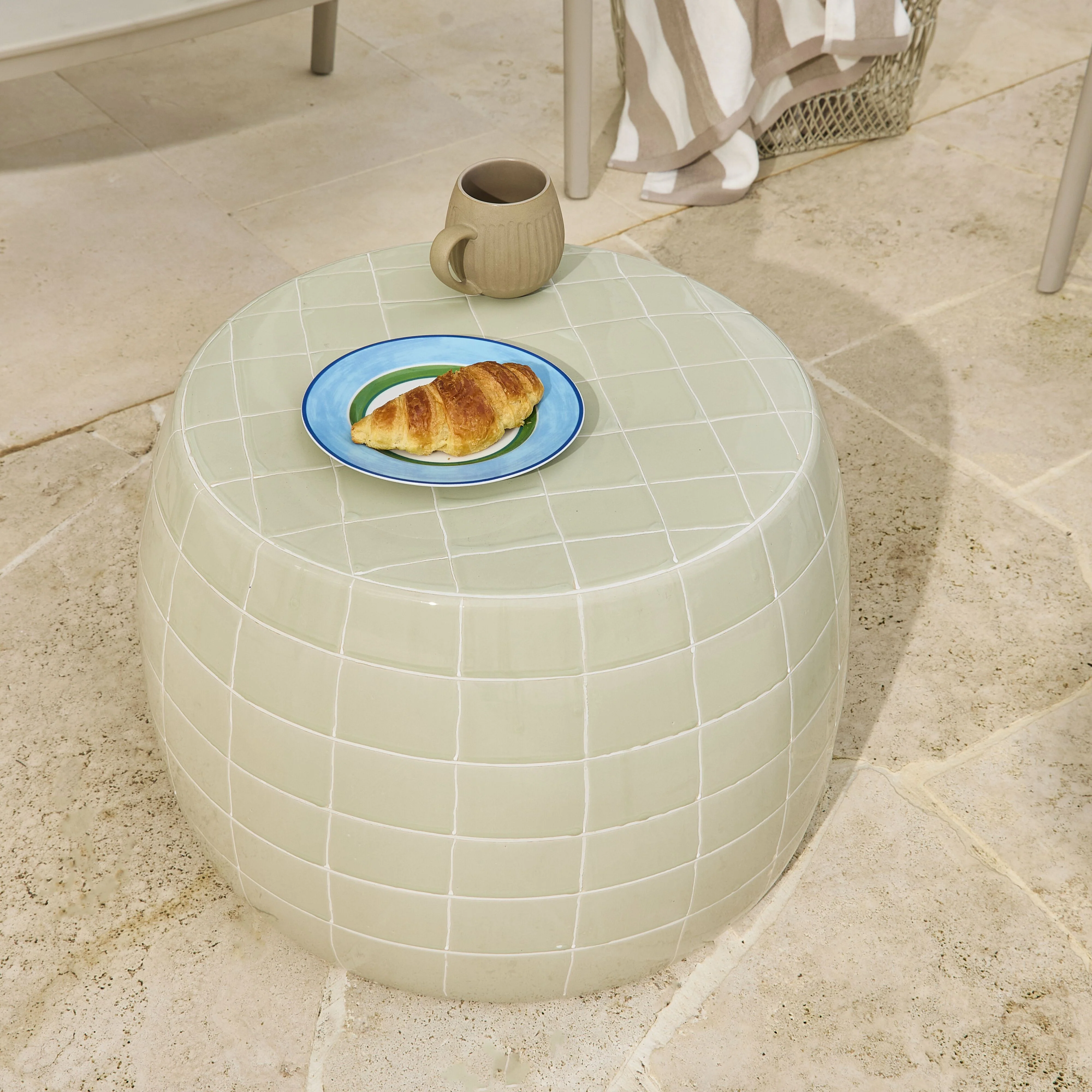 Kenzo Grid Coffee Table Taupe/White - Image 6