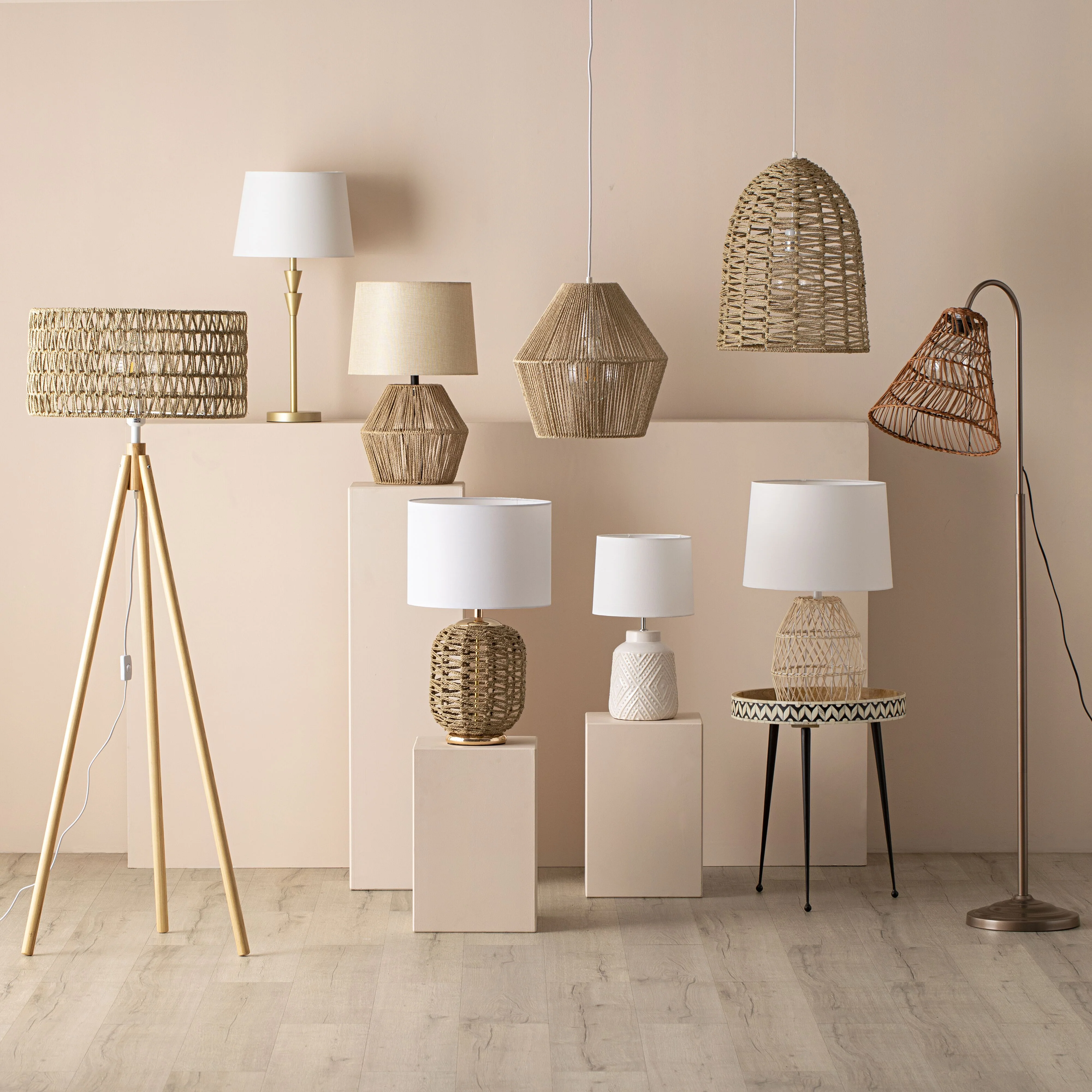 Lareina Rattan Woven Bell Shade Floor Lamp 150x40cm - Image 9