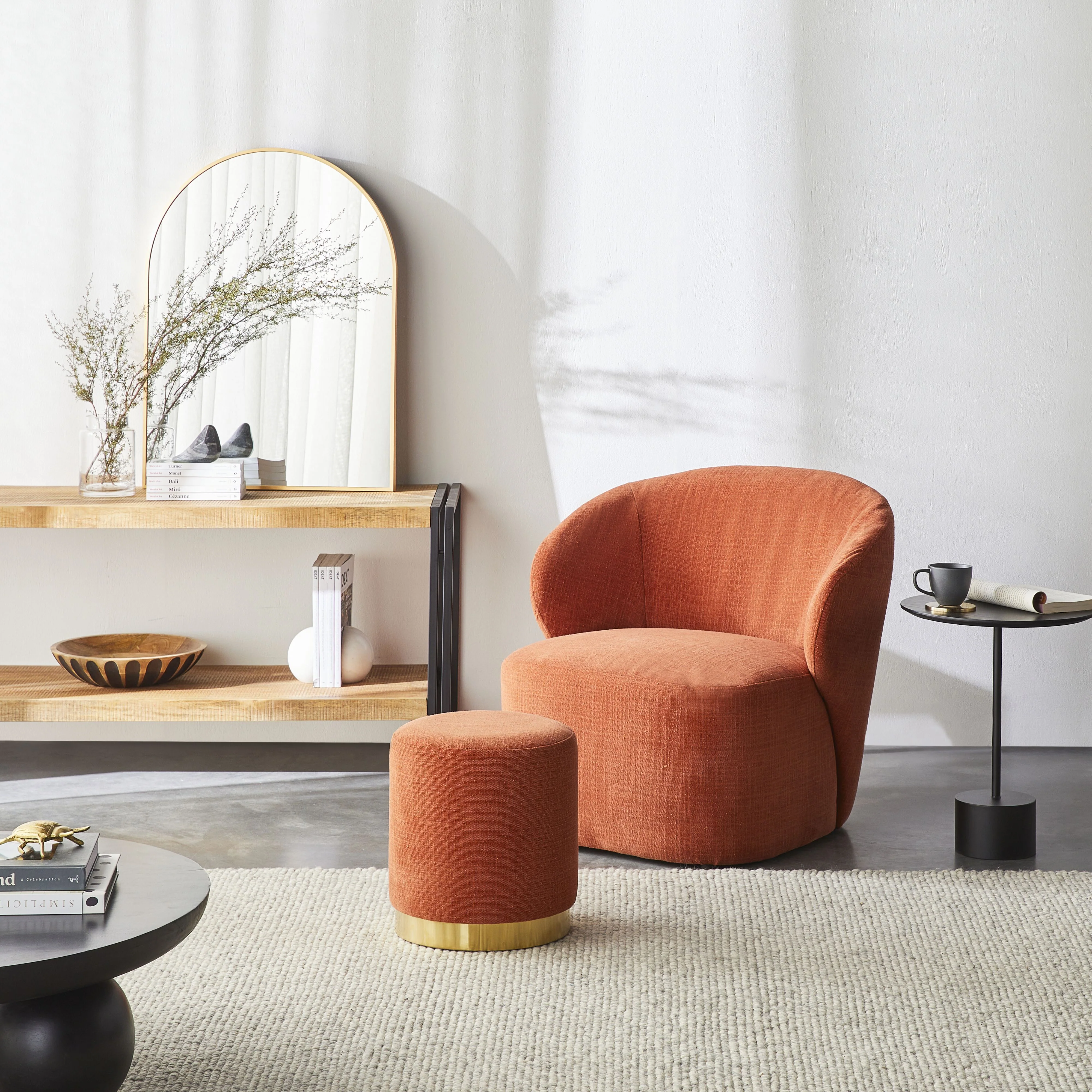 Edie Round Ottoman Solace Tangerine - Image 3