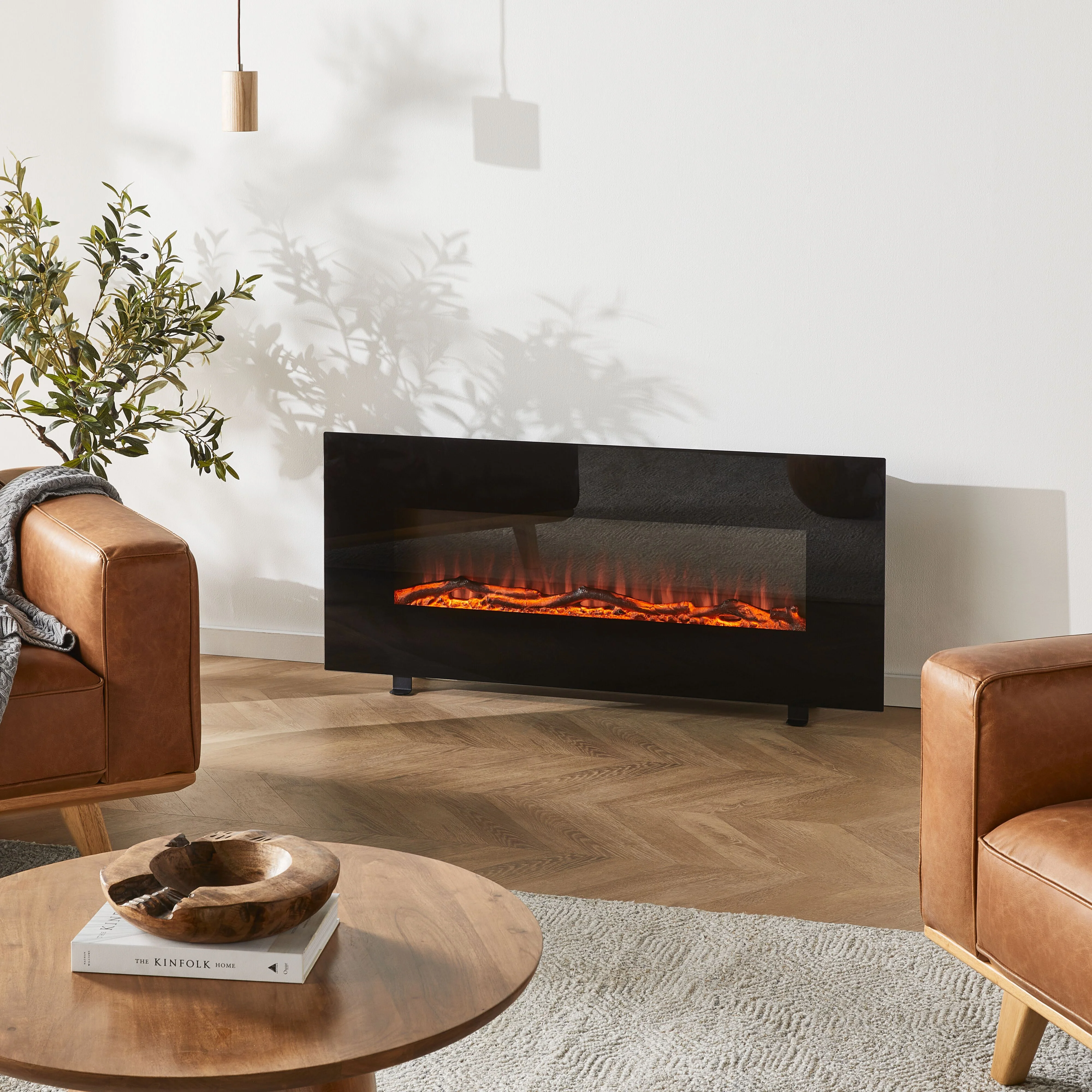 Longton Wall Mounted Electric Fireplace Black 128cm - Image 7