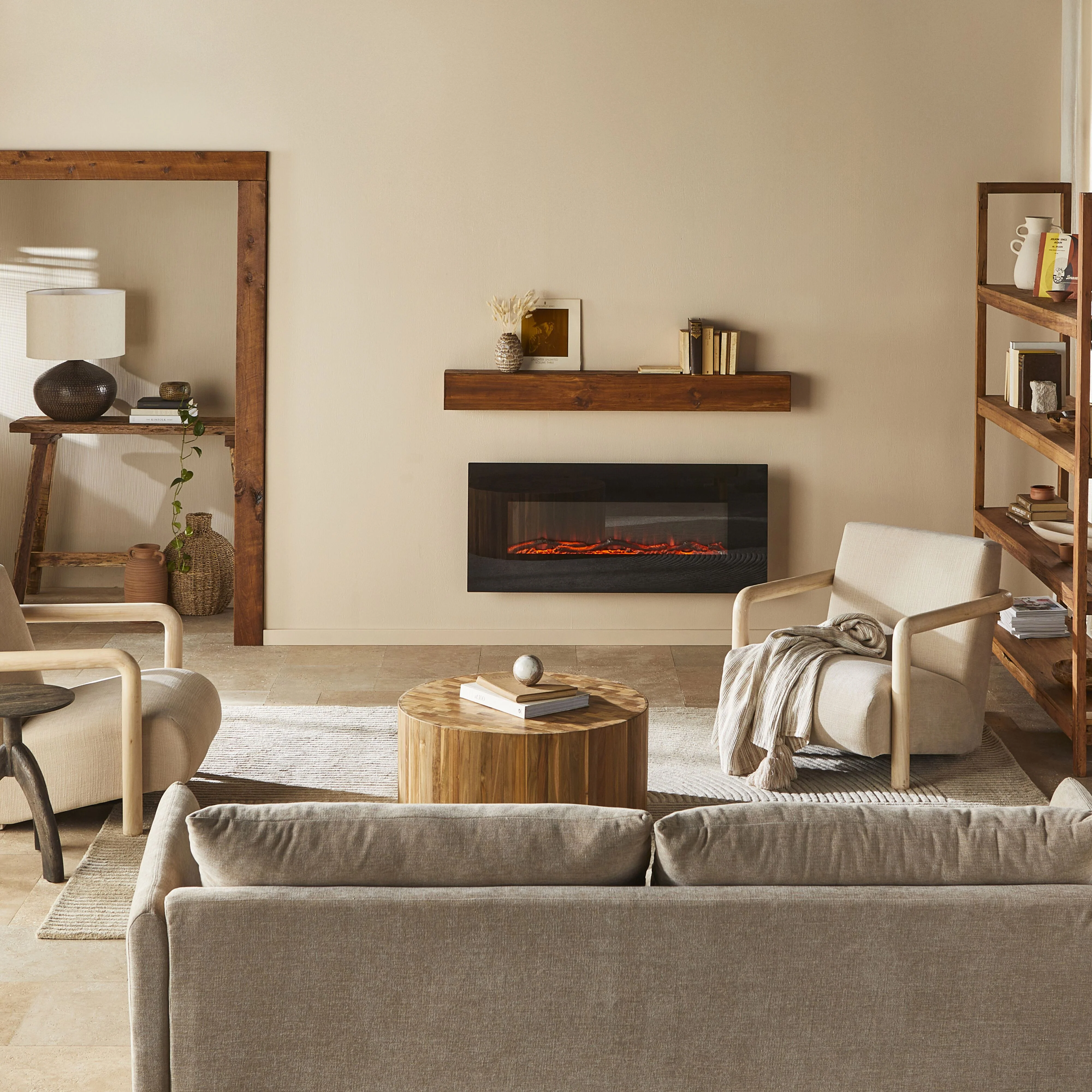 Longton Wall Mounted Electric Fireplace Black 128cm - Image 9