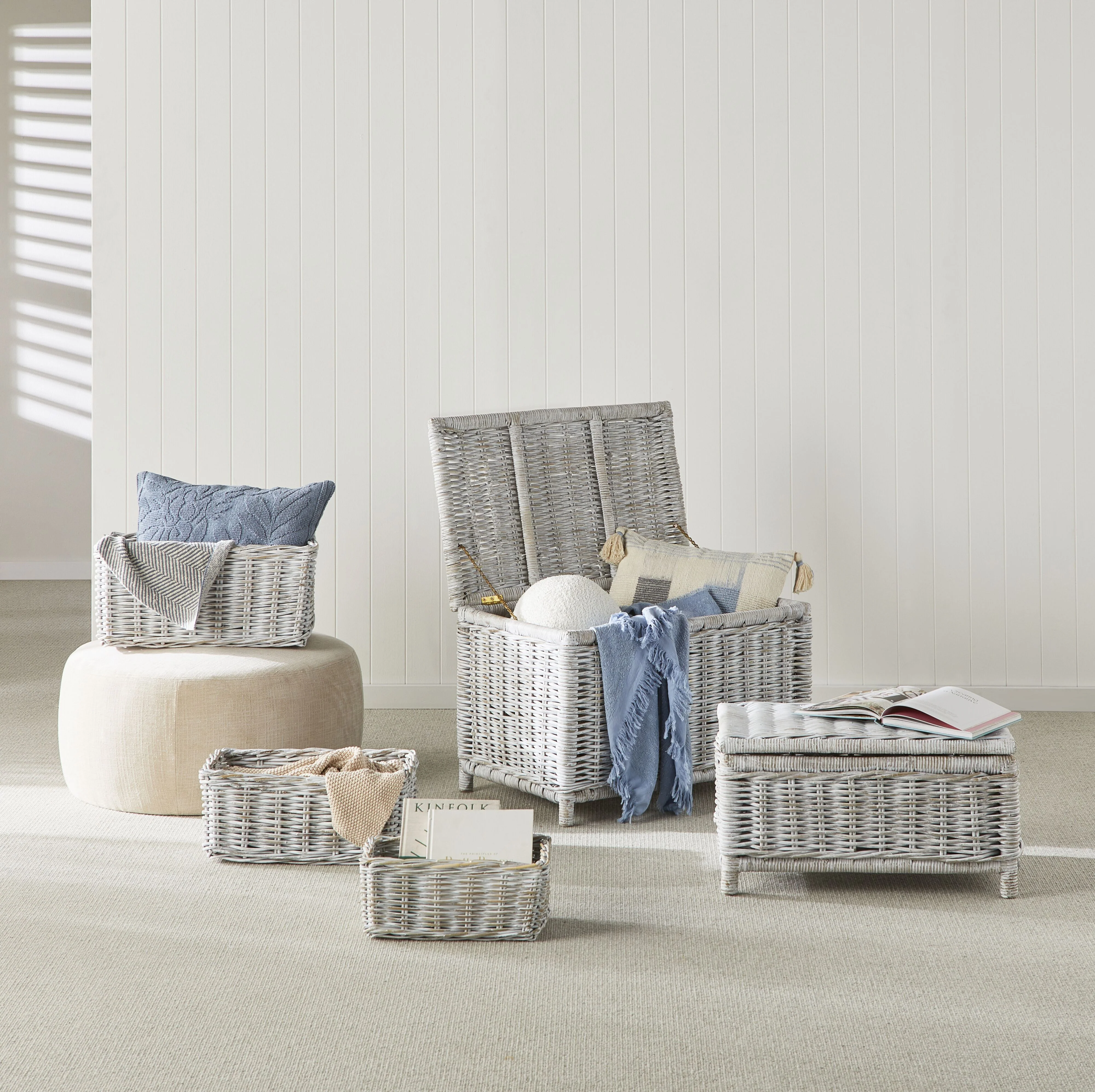 Lorne Basket Medium White Wash 49x30x22cm - Image 18