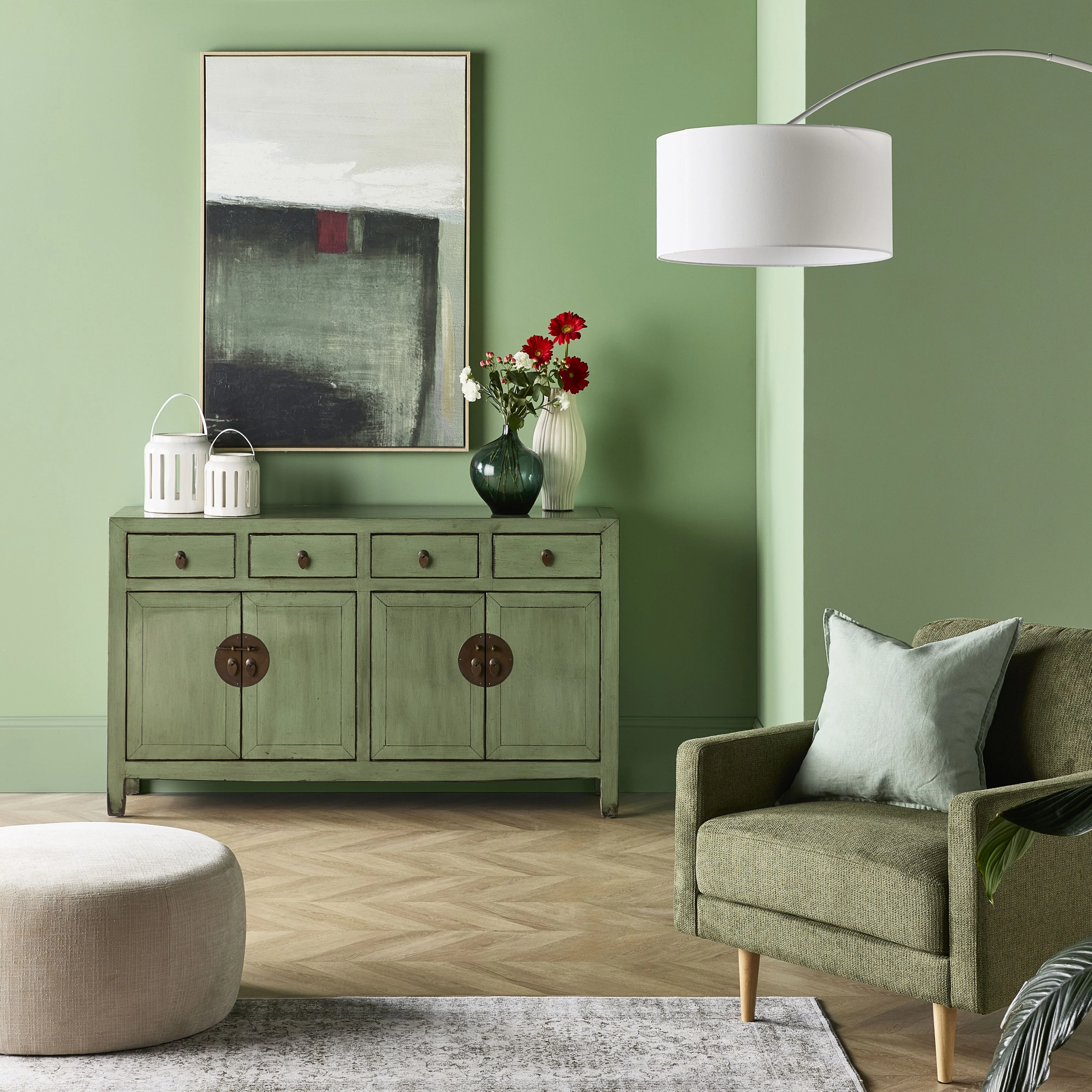 Sansha 4 Door & 4 Drawer Sideboard Sage Green - Image 7