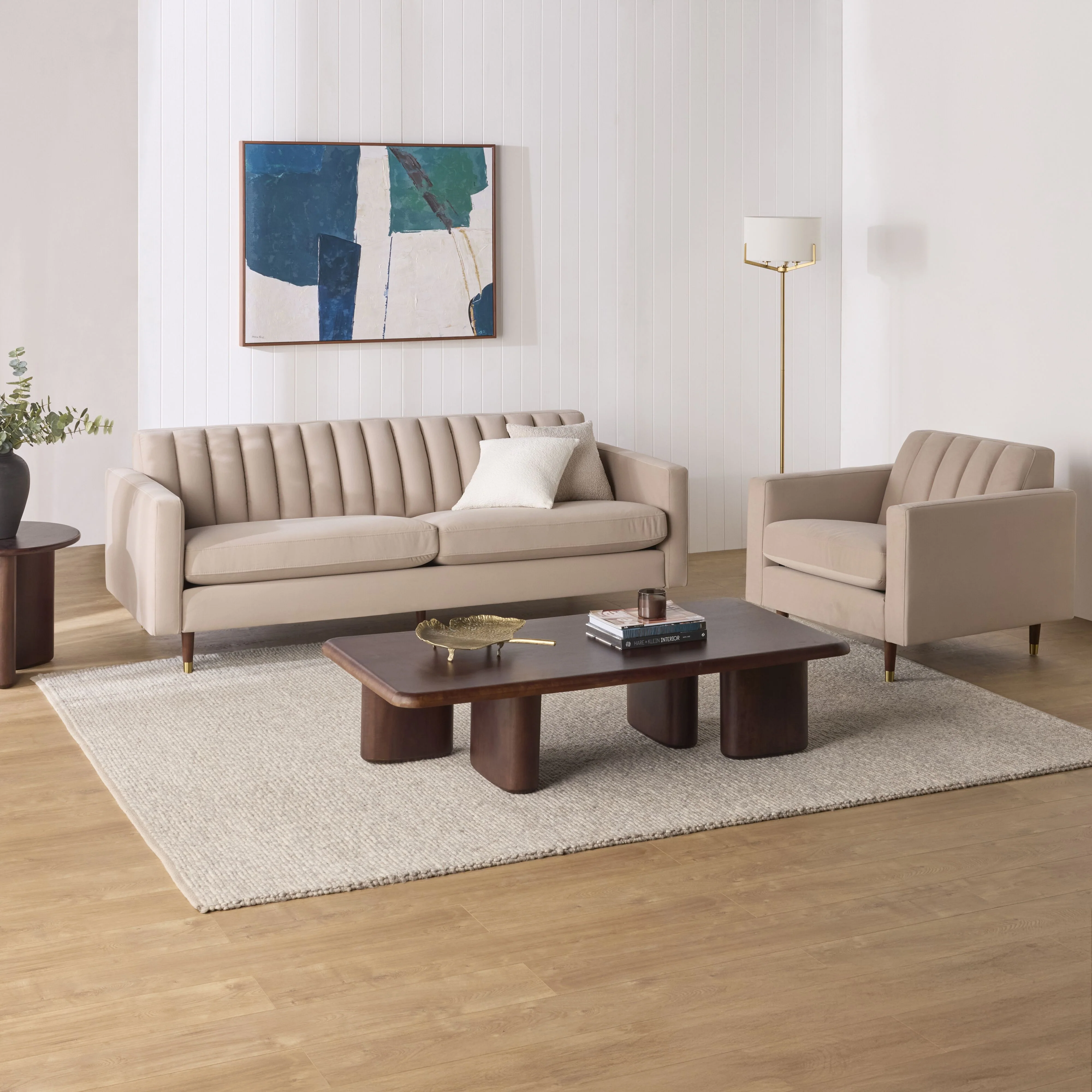 Stitch Velvet Armchair Taupe - Image 11